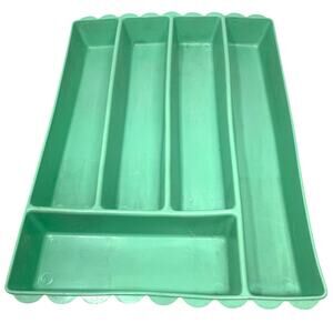 Blisscraft of Hollywood Vintage Drawer Organizer Green Molded Plastic Scalloped